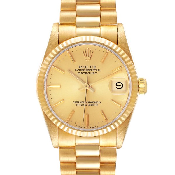 Rolex President Datejust 31 Midsize Yellow Gold Ladies Watch 68278