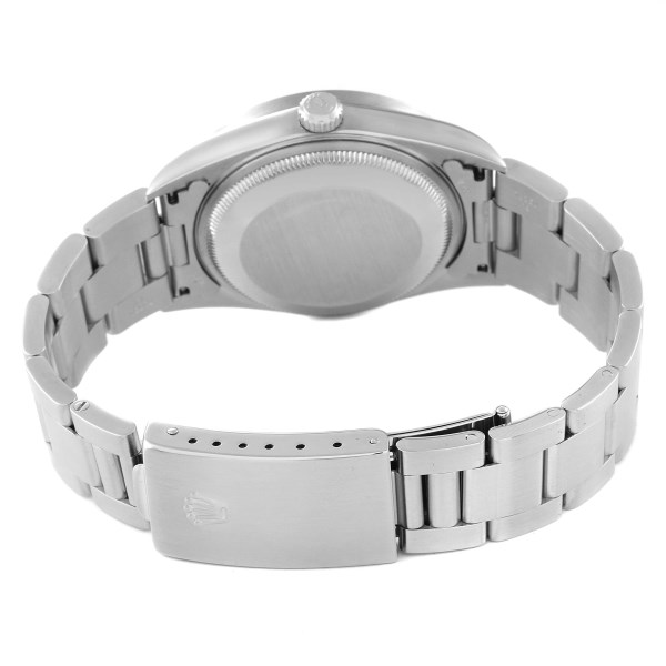 Rolex Date Blue Dial Engine Turned Bezel Steel Mens Watch 15210