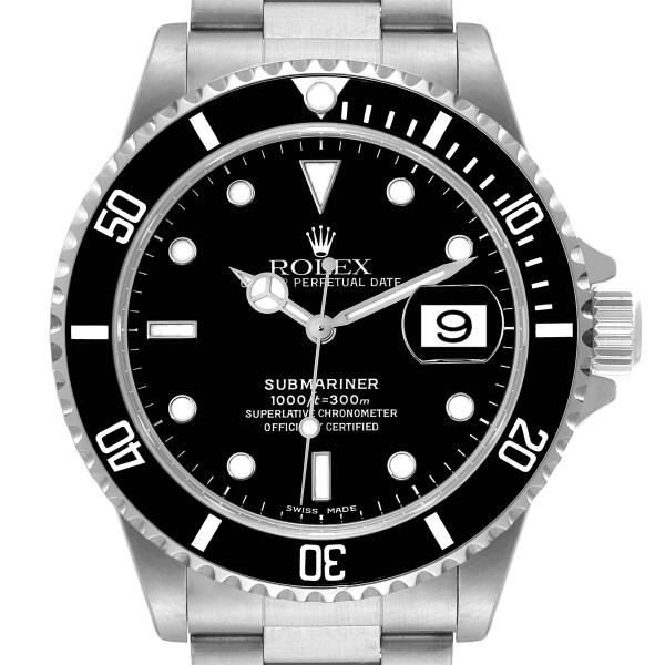 Rolex Submariner Date Black Dial Steel Mens Watch 16610