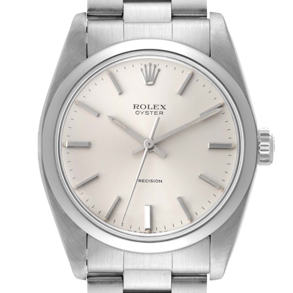 Rolex Oyster Precision Stainless Steel Silver Dial Vintage Mens Watch 6426
