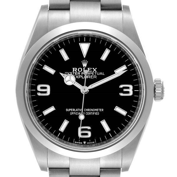 Rolex Explorer I Black Dial Stainless Steel Mens Watch 124270 Unworn