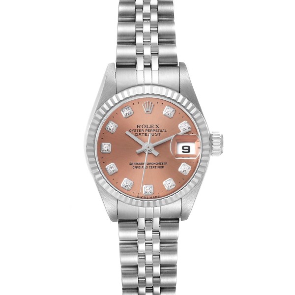 Rolex Datejust Steel White Gold Salmon Diamond Dial Ladies Watch 79174