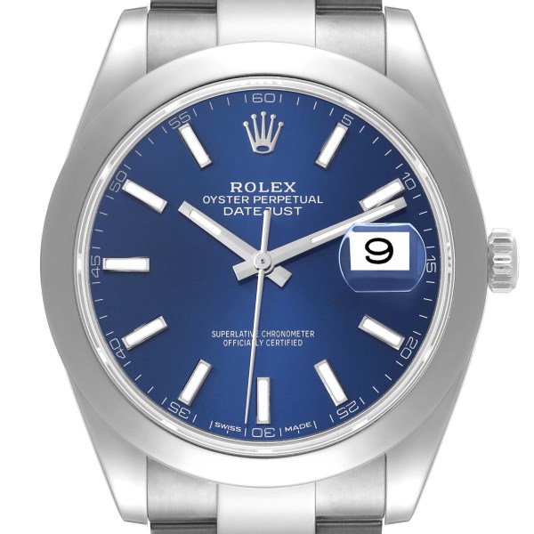 Rolex Datejust II Blue Baton Dial Steel Mens Watch 116300