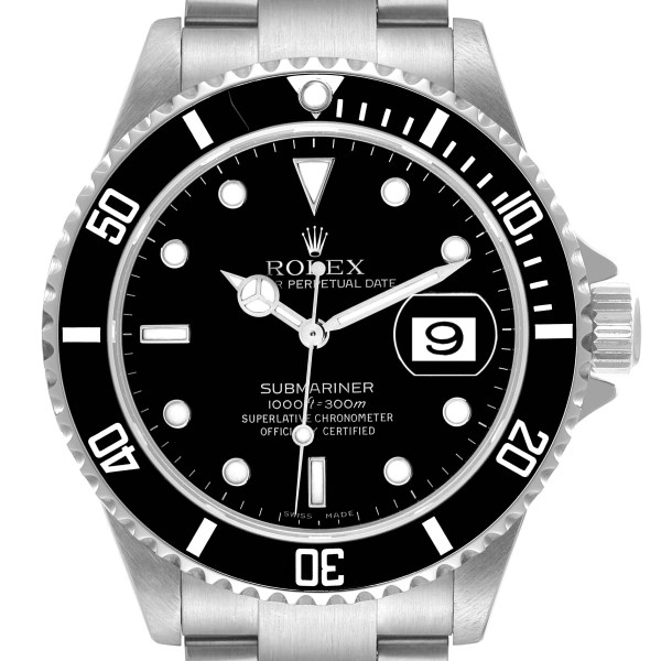 Rolex Submariner Date Black Dial Steel Mens Watch 16610