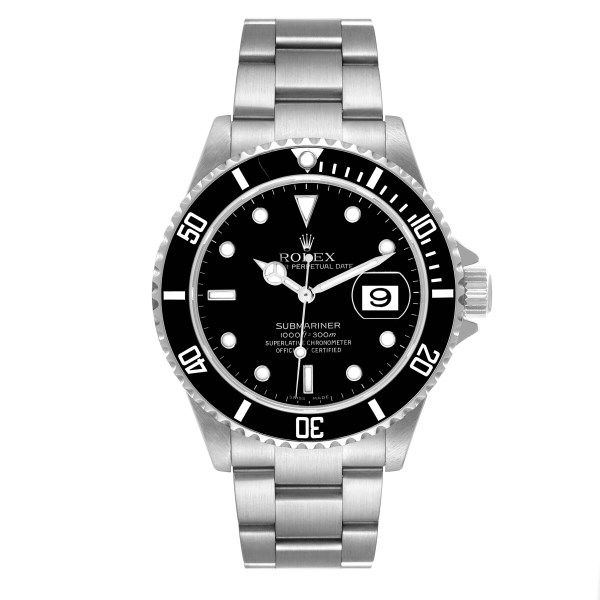 Rolex Submariner Date Black Dial Steel Mens Watch 16610