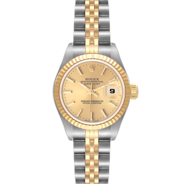 Rolex Datejust Steel Yellow Gold Champagne Dial Ladies Watch 79173