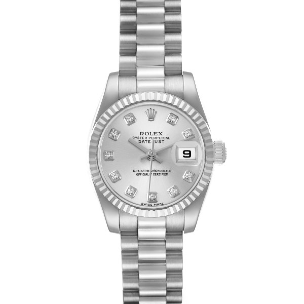 Rolex President Ladies White Gold Diamond Ladies Watch 179179