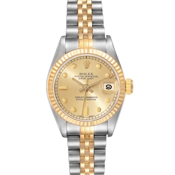 Rolex Datejust Steel Yellow Gold Champagne Dial Ladies Watch 69173