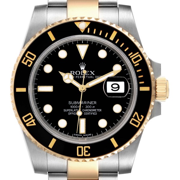 Rolex Submariner Steel Yellow Gold Black Dial Mens Watch 116613