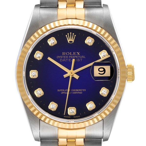 Rolex Datejust Steel Yellow Gold Vignette Diamond Dial Mens Watch 16233 Papers Rolex Datejust Steel Yellow Gold Vignette Diamond Dial Mens Watch 16233 Papers