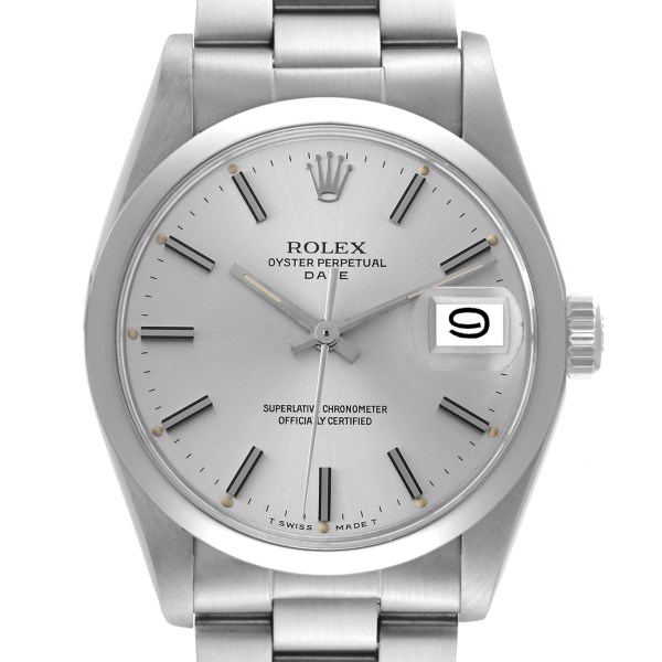 Rolex Date Stainless Steel Silver Dial Vintage Mens Watch 1500
