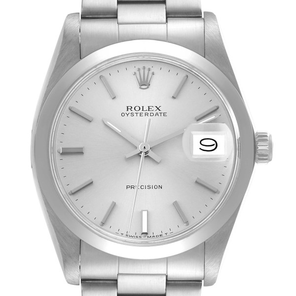 Rolex OysterDate Precision Silver Dial Steel Vintage Mens Watch 6694