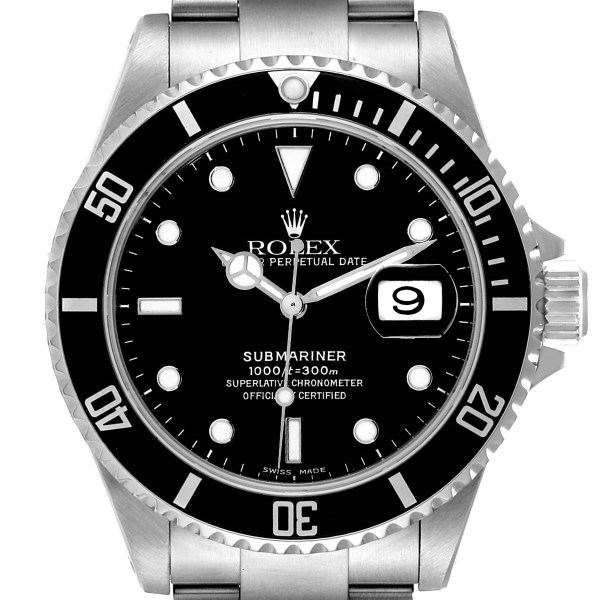 Rolex Submariner Date 40mm Black Dial Steel Mens Watch 16610