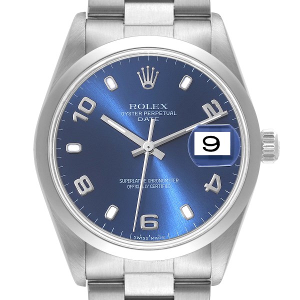 Rolex Date Blue Dial Oyster Bracelet Steel Mens Watch 15200