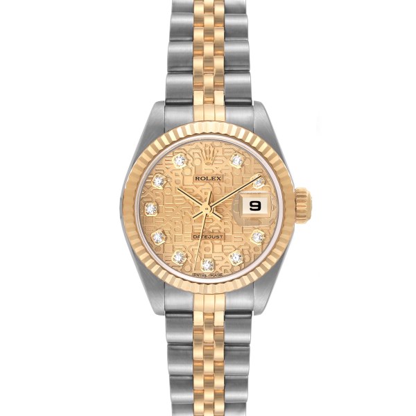 Rolex Datejust Steel Yellow Gold Diamond Dial Ladies Watch 79173 Box Papers