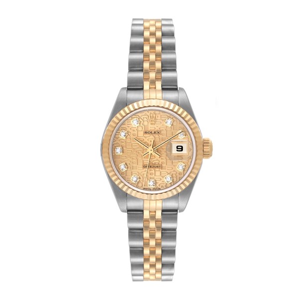 Rolex Datejust Steel Yellow Gold Diamond Dial Ladies Watch 79173 Box Papers
