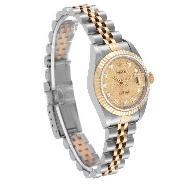Rolex Datejust Steel Yellow Gold Diamond Dial Ladies Watch 79173 Box Papers