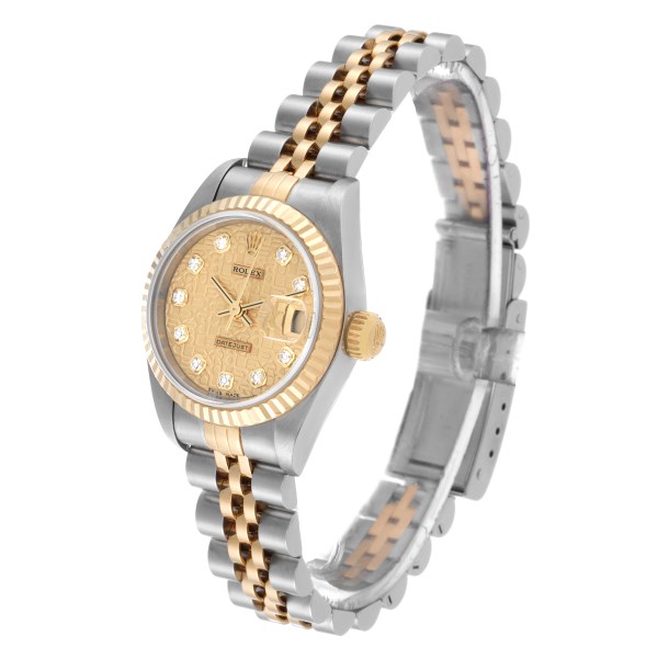 Rolex Datejust Steel Yellow Gold Diamond Dial Ladies Watch 79173 Box Papers