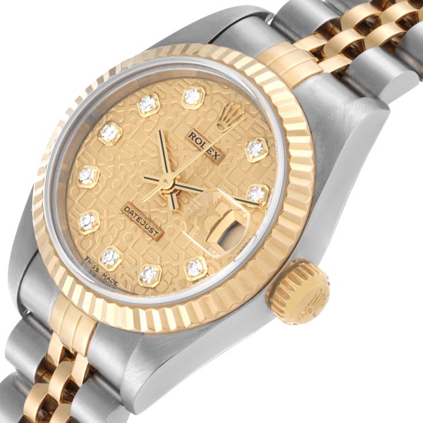 Rolex Datejust Steel Yellow Gold Diamond Dial Ladies Watch 79173 Box Papers