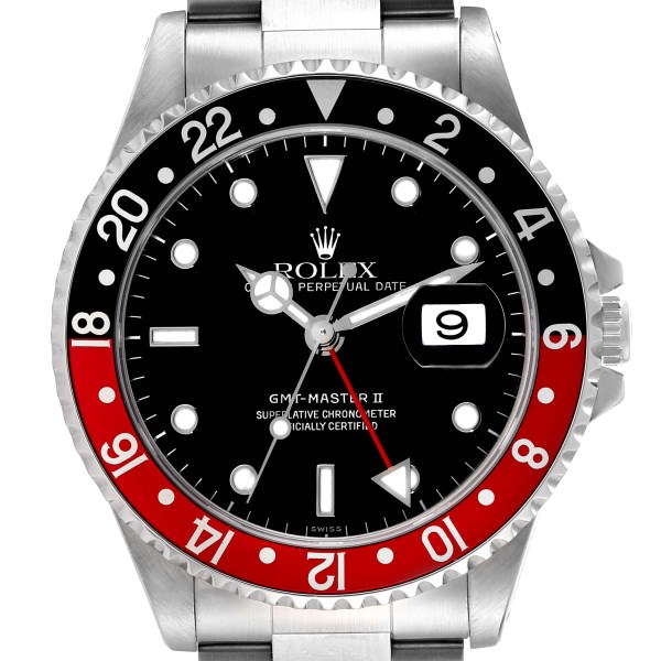 Rolex GMT Master II Black Red Coke Bezel Steel Mens Watch 16710 Box Papers