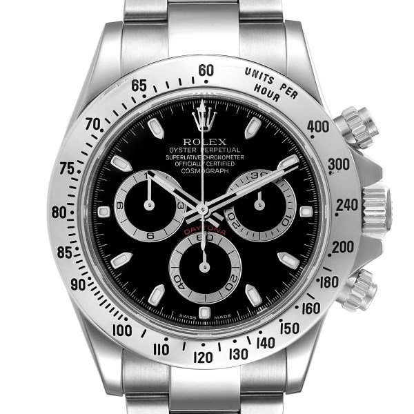 Rolex Daytona Black Dial Chronograph Steel Mens Watch 116520 Box Service Card