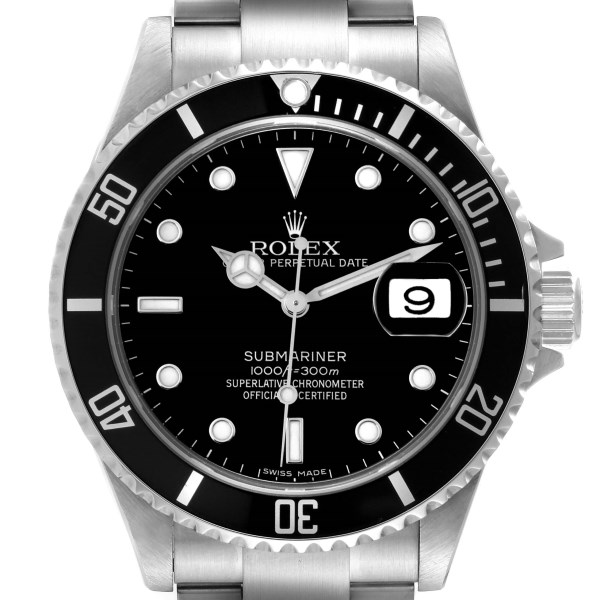 Rolex Submariner Date 40mm Black Dial Steel Mens Watch 16610 Box Card