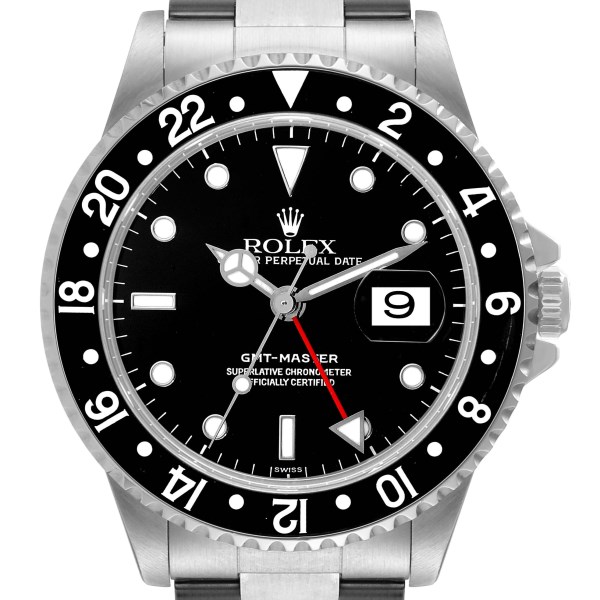 Rolex GMT Master Black Bezel Automatic Steel Mens Watch 16700
