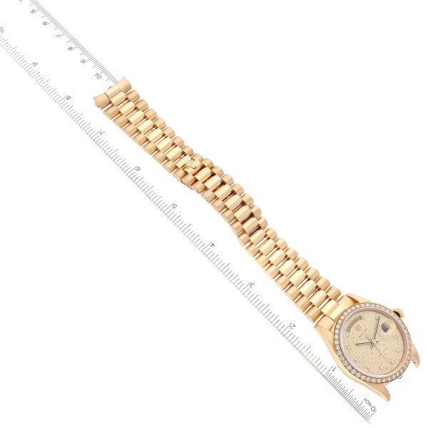Rolex Day-Date President Yellow Gold Pleiades Diamond Dial Mens Watch 18348