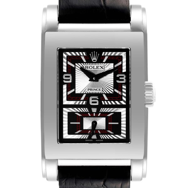 Rolex Cellini Prince Black Dial 18K White Gold Mens Watch 5443 Box Service Card