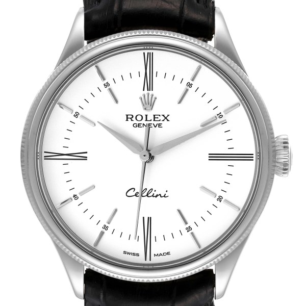 Rolex Cellini Time White Gold White Dial Automatic Mens Watch 50509