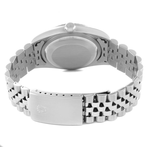 Rolex Datejust Silver Tapestry Dial Engine Turned Bezel Steel Mens Watch 16220