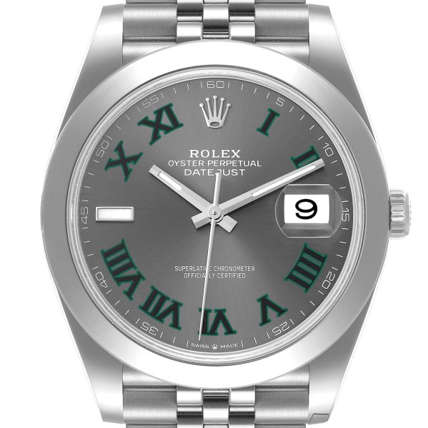 Rolex Datejust 41 Slate Green Wimbledon Dial Steel Mens Watch 126300 Unworn