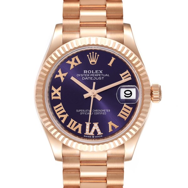 Rolex President Datejust Midsize Rose Gold Diamond Ladies Watch 278275 Box Card Rolex President Datejust Midsize Rose Gold Diamond Ladies Watch 278275 Box Card