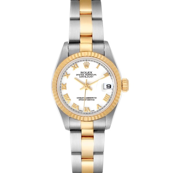 Rolex Datejust Steel Yellow Gold White Roman Dial Ladies Watch 79173