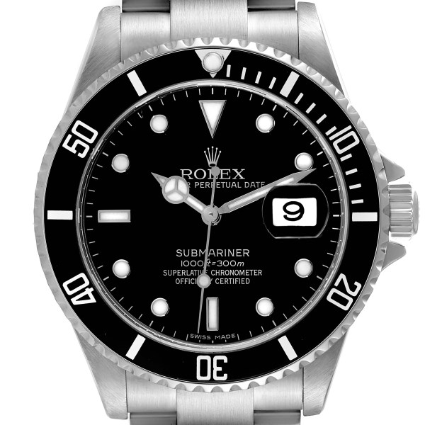 Rolex Submariner Date 40mm Black Dial Steel Mens Watch 16610