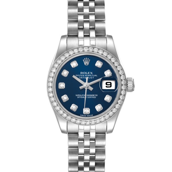 Rolex Datejust Steel White Gold Blue Dial Diamond Ladies Watch 179384 Rolex Datejust Steel White Gold Blue Dial Diamond Ladies Watch 179384