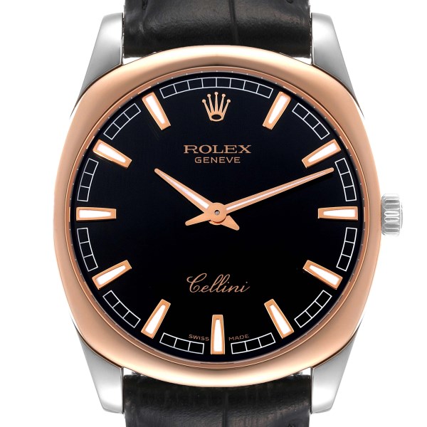Rolex Cellini Danaos White Gold Rose Gold Black Dial Mens Watch 4243