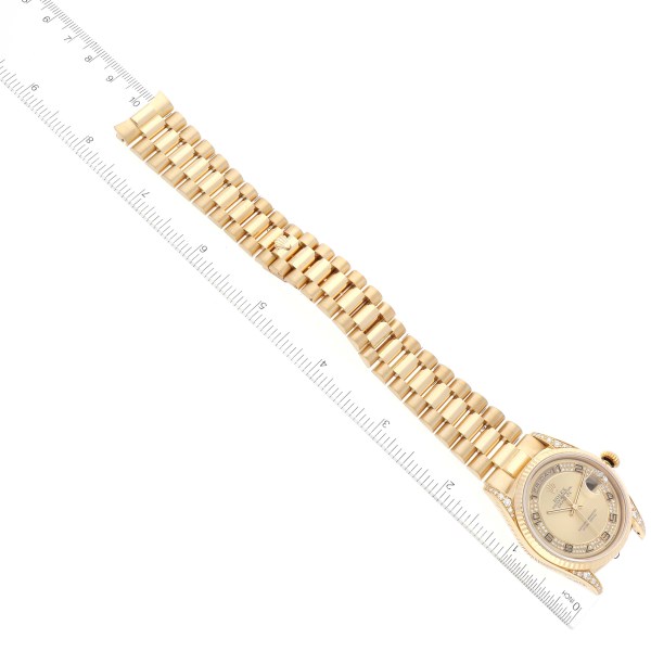 Rolex President Day-Date Yellow Gold Myriad Dial Diamond Lugs Mens Watch 18338