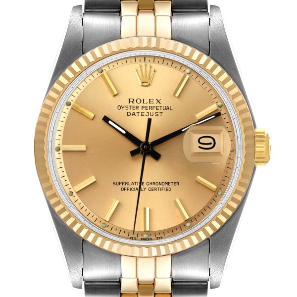 Rolex Datejust Champagne Dial Steel Yellow Gold Vintage Mens Watch 1601