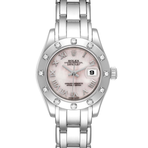 Rolex Pearlmaster White Gold Mother of Pearl Diamond Ladies Watch 80319