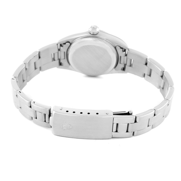 Rolex Oyster Perpetual Steel White Gold Silver Dial Ladies Watch 76094 Papers