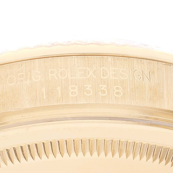 Rolex President Day Date Yellow Gold Myriad Dial Diamond Lugs Mens Watch 118338 Box