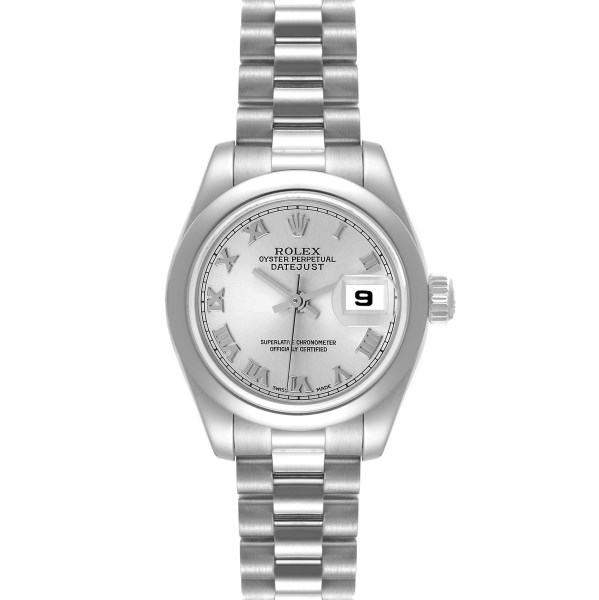 Rolex Datejust President Platinum Silver Dial Ladies Watch 179166 Box Papers