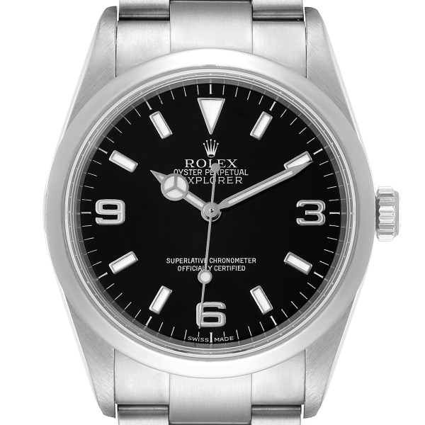 Rolex Explorer I Black Dial Stainless Steel Mens Watch 114270 Box Card