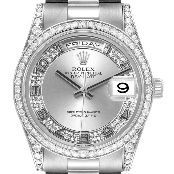 Rolex President Day-Date White Gold Diamond Mens Watch 118389 Box Papers