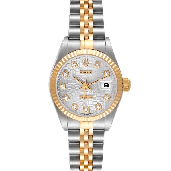 Rolex Datejust Steel Yellow Gold Silver Diamond Dial Ladies Watch 79173