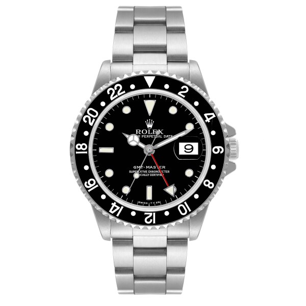 Rolex GMT Master Black Bezel Automatic Steel Mens Watch 16700 Box Papers