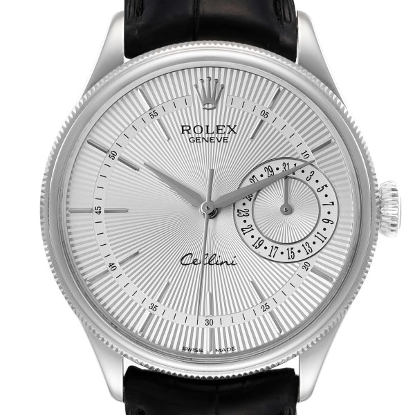 Rolex Cellini Date White Gold Silver Dial Automatic Mens Watch 50519 Box Card