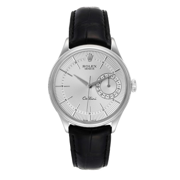 Rolex Cellini Date White Gold Silver Dial Automatic Mens Watch 50519 Box Card
