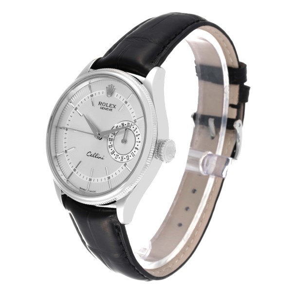Rolex Cellini Date White Gold Silver Dial Automatic Mens Watch 50519 Box Card